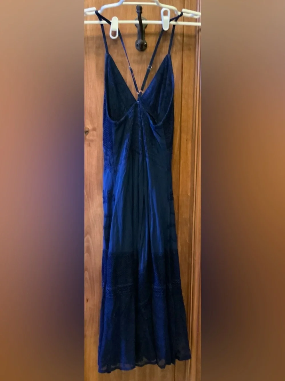 The Pyramid Collection Navy Blue Beaded Slip Dress - Picture 3 of 4
